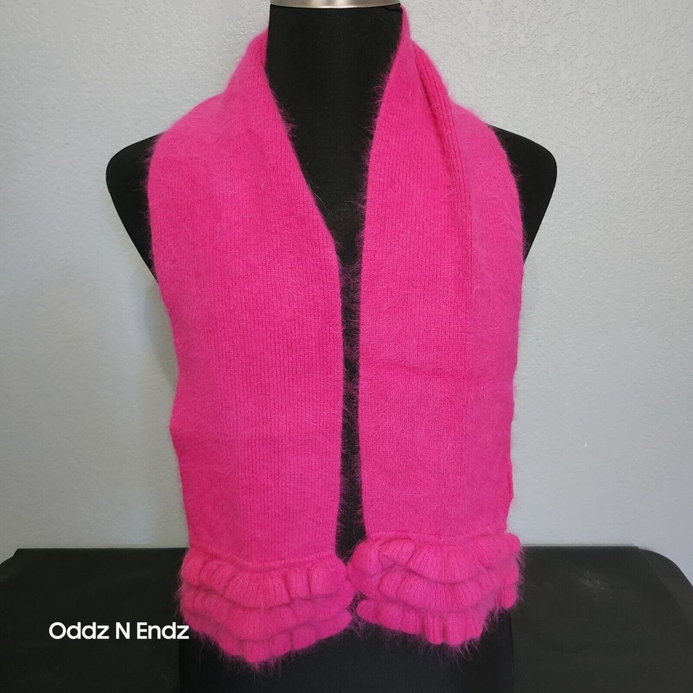 CC‎ Hot Pink Angora Blend Scarf With Layered Ruffle Edges By CC